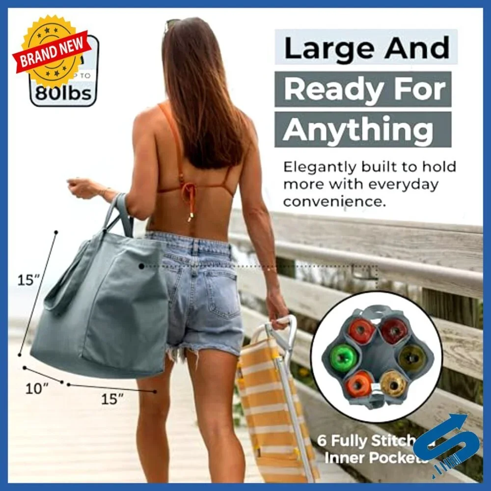 Heavy Duty Canvas Grocery Tote Set with Pockets Foldable Washable Utility
